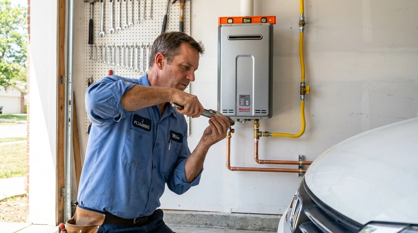 Tankless water heater installation by a Johns Plumbing LLC plumber in El Centro